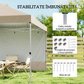 Pavilion Outsunny 3x3m, Impermeabil pentru Grădină și Petreceri în Aer Liber, Bej | Aosom Romania