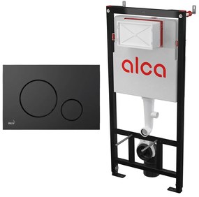 Set rezervor WC cu cadru incastrat Alca AM101/1120 si clapeta de actionare M678 negru mat