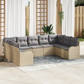Set de canapea vidaXL 9 Piese cu perne Bej Ratan Poli