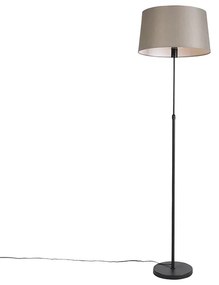 Lampă de podea neagră cu abajur din in taupe 45 cm reglabil - Parte