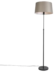 Lampă de podea neagră cu abajur din in taupe 45 cm reglabil - Parte