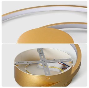 Brilagi-LED Lampă de tavan dimmabilă TWISTER, LED 105 W, 230 V, Ø 100 cm, auriu + telecomandă