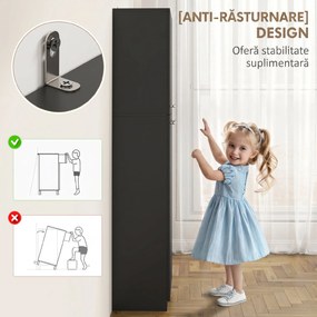 HOMCOM Mobilier de depozitare cu 2 dulapuri și rafturi reglabile din lemn negru | Aosom Romania