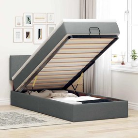 vidaXL Pat otoman cu saltea țesătură gri închis 90x200 cm