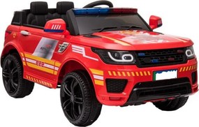 Masinuta Electrica de pompieri cu acumulator pentru copii NOVOKIDS™ Fire Squad SUV , Cu girofar fata/spate, Melodii si USB , 3-6 ani , Usi cu