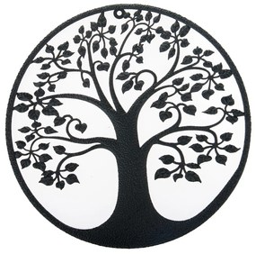 Decorație metalică de perete Arborele viețiinegru, 59 cm