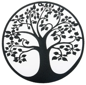 Decorație metalică de perete Arborele viețiinegru, 59 cm