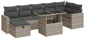 3327832 vidaXL Set mobilier de grădină cu perne, 8 piese gri deschis poliratan