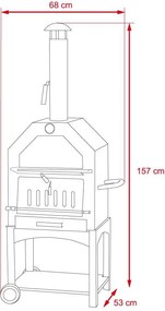Grătar multifuncțional de grădină, afumătoare și cuptor de pizza ITALIA