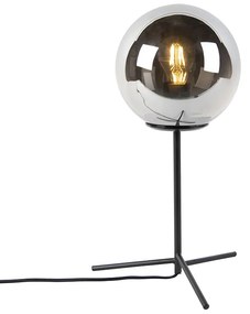 Lampă de masă Art Deco neagră cu sticlă fumurie 45,5 cm - Pallon