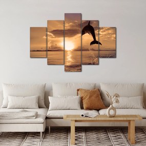 Tablou - Delfin la apus de soare (150x105 cm)