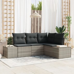 vidaXL Set de canapele pentru grădină 4 pcs Gri deschis Rattan poli