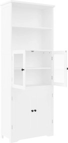 Dulap înalt pentru baie cu spațiu de depozitare, ușă de dulap din sticlă, rafturi ajustabile, 57,4x28,4x162,5 cm, Alb