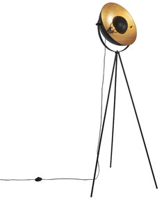 Lampă de podea neagră cu auriu 42 cm cu trepied reglabil - Magnax