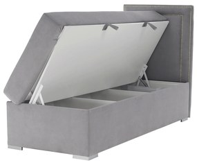 Pat boxspring, pat de o persoană, gri deschis, 80x200, dreapta, BILY