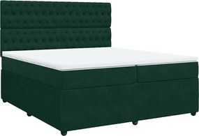 vidaXL Pat box spring cu saltea, verde închis, 200x200 cm, catifea