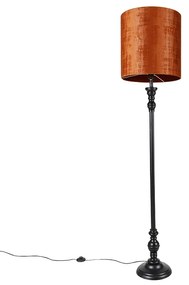 Lampa de podea clasica neagra cu abajur rosu 40 cm - Classico