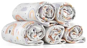 Scutece textile 5 bucăți: Curcubeu și inimioare