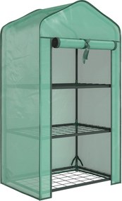 Outsunny Mini seră de grădină cu husă din PE, 3 rafturi și ușă rulabilă, 59x39x127 cm, verde | Aosom Romania