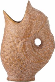 Vază din ceramică, maro, formă de pește, glazură reactivă în tonuri calde, 23,5 x 15,5 x 8,5 cm, „Harvey”