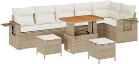 vidaXL Set de canapele pentru grădină 9 pcs Bej poliratan