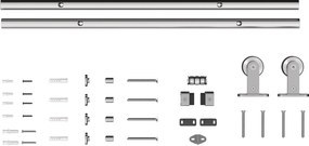 HOMCOM 152CM Kit feronerie ușă culisantă tip hambar, șină pentru ușă lățime 76 cm, grosime 30 mm, argintiu | Aosom Romania