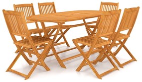 3060197 vidaXL Set mobilier de grădină pliabil, 7 piese, lemn masiv acacia