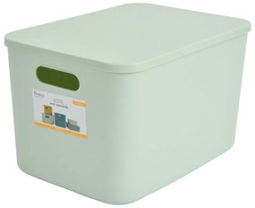 Cutie de depozitare verde-deschis din plastic cu capac 35,5x25,5x23 cm – Homéa