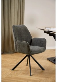 Scaun de sufragerie gri închis cu cotiere Graham – Actona