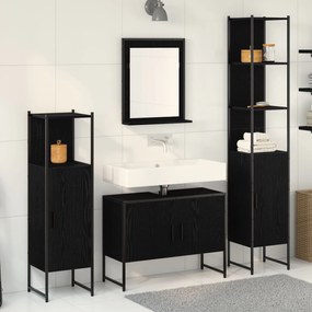 vidaXL Set 4 piese mobilier baie Stejar negru Lemn prelucrat