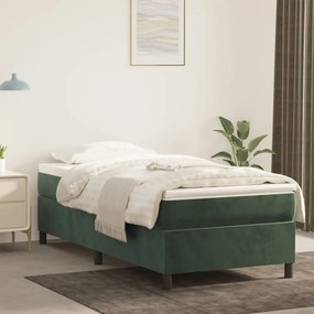 3121099 vidaXL Cadru de pat, verde închis, 90x200 cm, catifea