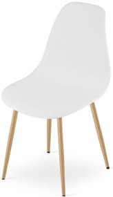 Set de dining 1 + 4, masa RAMOD alb/decor stejar + scaune OSAKA alb