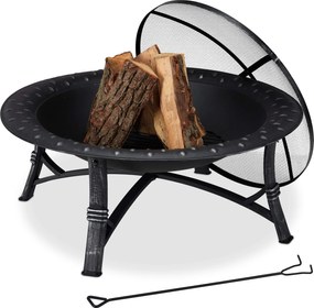 Foc de tabara metalic portabil FIREBOWL ∅ 90 cm, negru