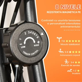 Bicicleta Pliabila HOMCOM 2 in 1, Rezistenta Reglabila pe 8 Nivele, Ecran LCD, 97x51x115cm, Rosu | Aosom Romania