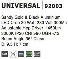 Spot LED aplicat ajustabil perete/tavan UNIVERSAL negru/auriu