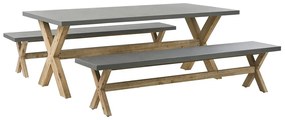 Set pentru grădină OLIBIA (gri) (cu băncuțe) (pentru 8 persoane). 1022581