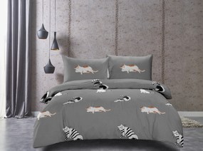 Lenjerie de pat din microfibra Culoare gri, WHITE CATS