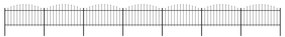 Gard de gradina cu varf sulita, negru, (1,25-1,5)x11,9 m otel 1, 125-150 cm, 11.9 m