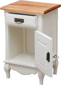 Noptiera, L46 36 H70 cm, alb antichizat natur, lemn masiv