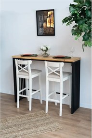 Masa bucatarie ,tip bar, lemn.seria wood A-620,pin natur-negru,140x40x103cm, 30141