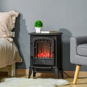 Semineu electric cu efect flacara cu temperatura reglabila, Aparat de incalzire, negru HOMCOM | Aosom Romania