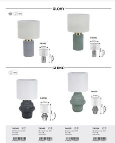 Lampa de masa ceramica gri abajur alb Glovy