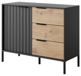 Comodă Rastafa D3S (Stejar artisan + Negru). 1071381