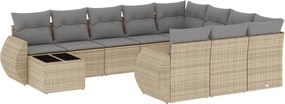 vidaXL Set canapele de grădină cu perne, 11 piese, bej, poliratan
