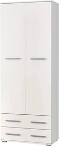 Dulap LIMA REG2, alb, PAL laminat, cu o usa si 2 sertare, 77x40x200 cm