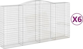 vidaXL Coșuri gabion arcuite, 6 buc 400x50x200/220 cm, fier galvanizat