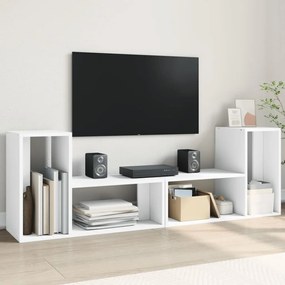 Dulap TV, 2 buc., alb, 75x30x50 cm, lemn prelucrat