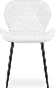 OFERTA Scaun de sufragerie MANGO din piele ecologica cu picioare negre, alb calitatea a II-a