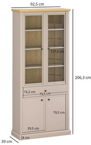 Vitrină Indices 3 (taupe + stejar pietros). 1116873
