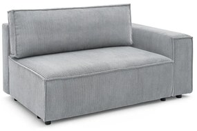 Modul pentru canapea gri deschis cu tapițerie din catifea reiată (cu colț pe partea dreaptă) Nihad modular – Bobochic Paris